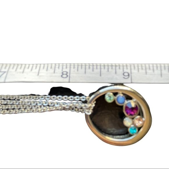 Lia Sophia Silver Tone Necklace with Round Multi Colored Crystals - Picture 4 of 8